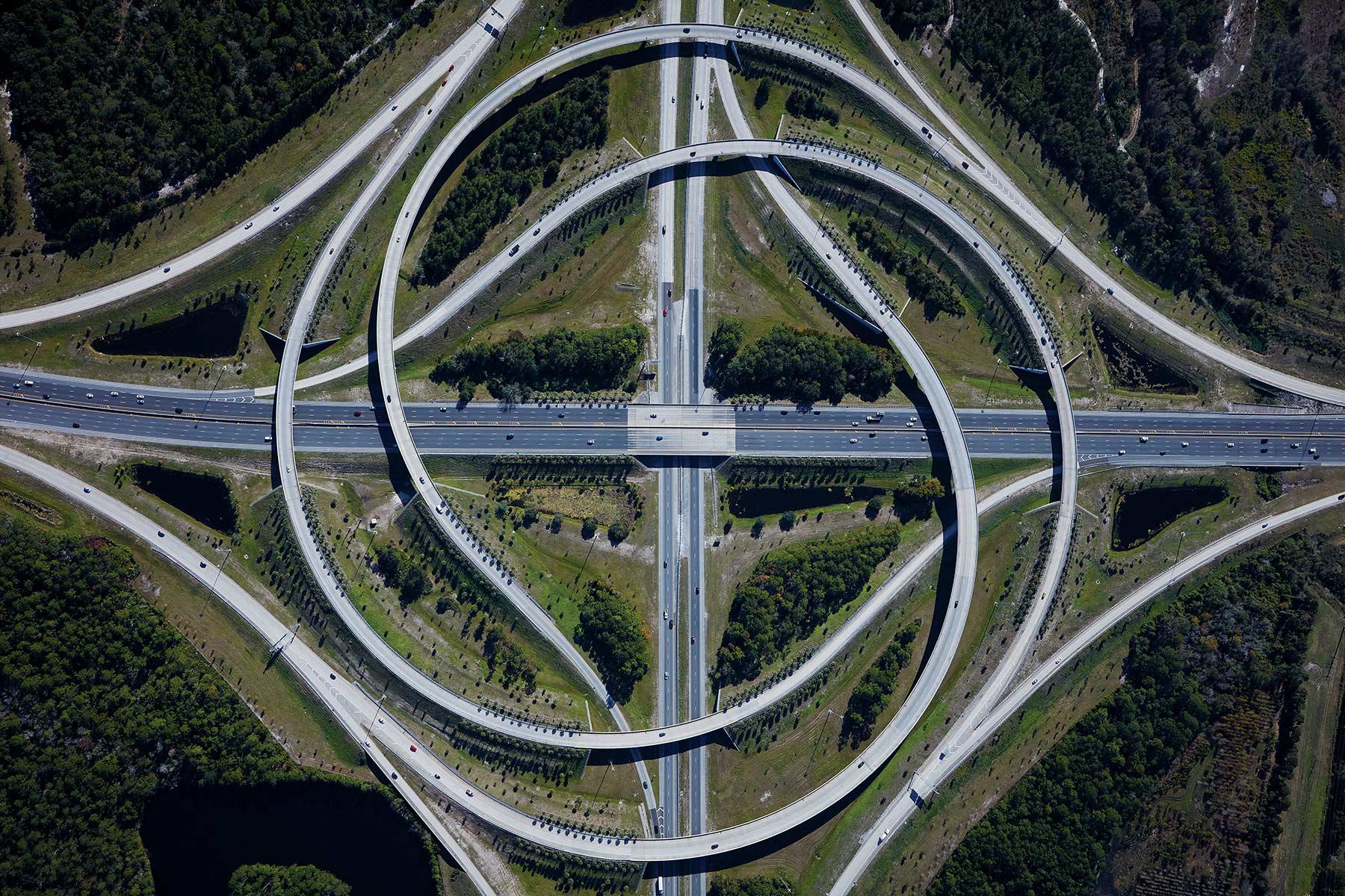 birds eye view of an intricate highway