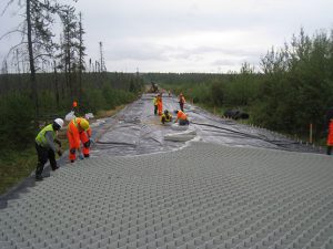 road design-engineers laying road